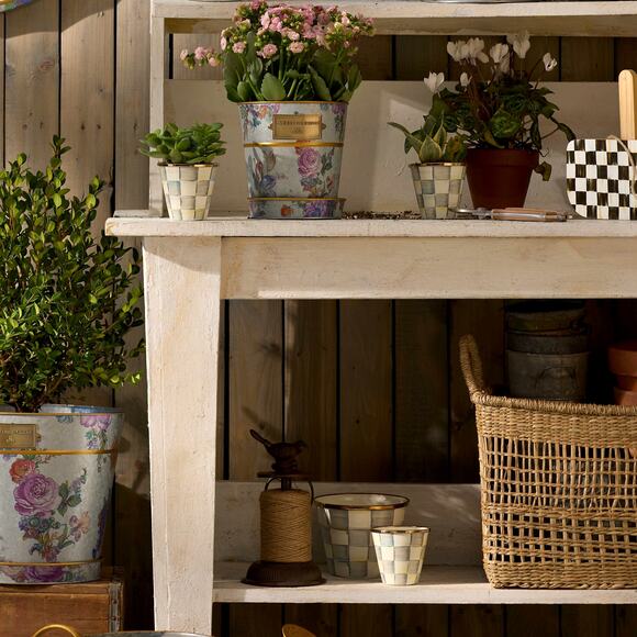 Mackenzie-Childs Sterling Check Herb Pots, Set of 3 NEW - Picture 3 of 4